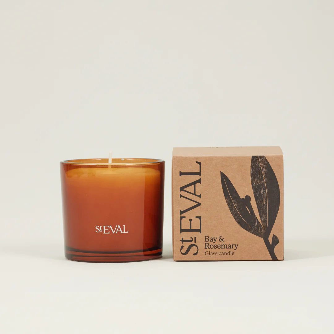 Bay & Rosemary Glass Amber Scented Candle