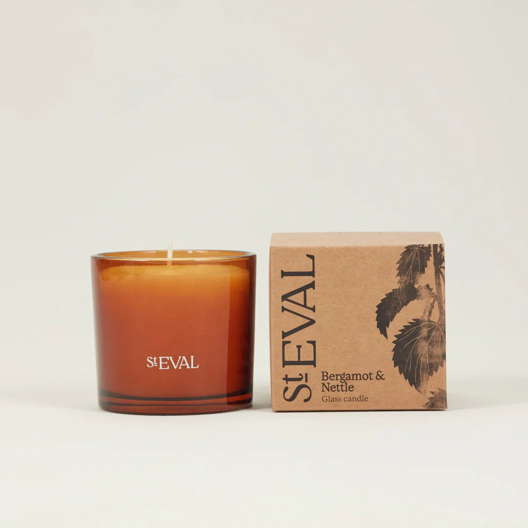 Bergamot & Nettle Glass Amber Scented Candle