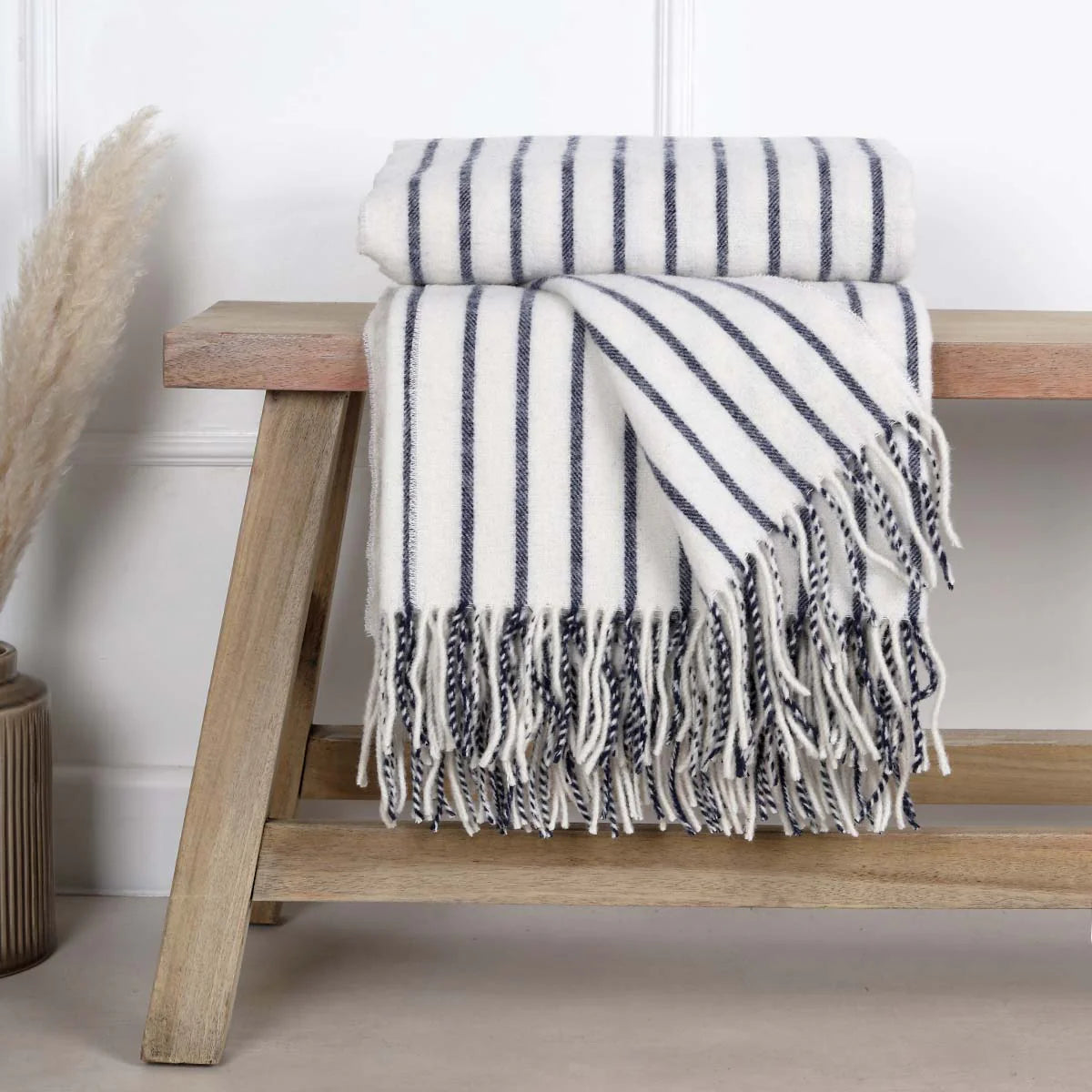 Blue Twill Wool Throw