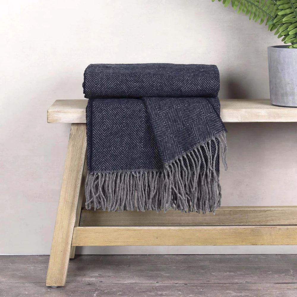 Navy Wool Throw