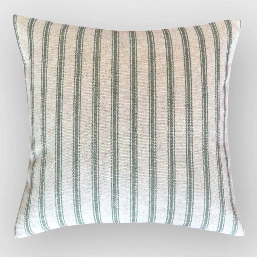 Ticking Stripe Green Cushion