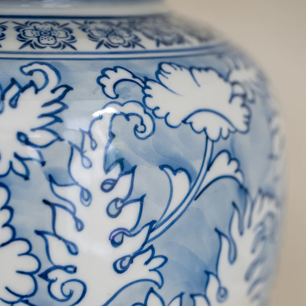 blue and white lamp